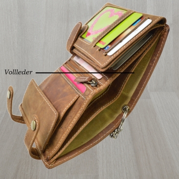 Wild Things Edition Herren Biker Geldbörsen mit RFID Schutz Hosenkette und Riegelverschluss (Hochf. braun)